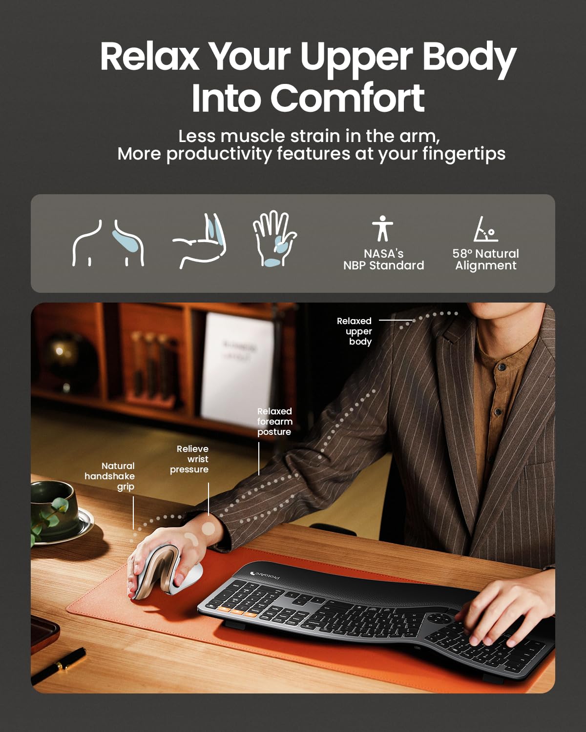 ProtoArc EM11 Ergonomic Wireless Mouse Pink