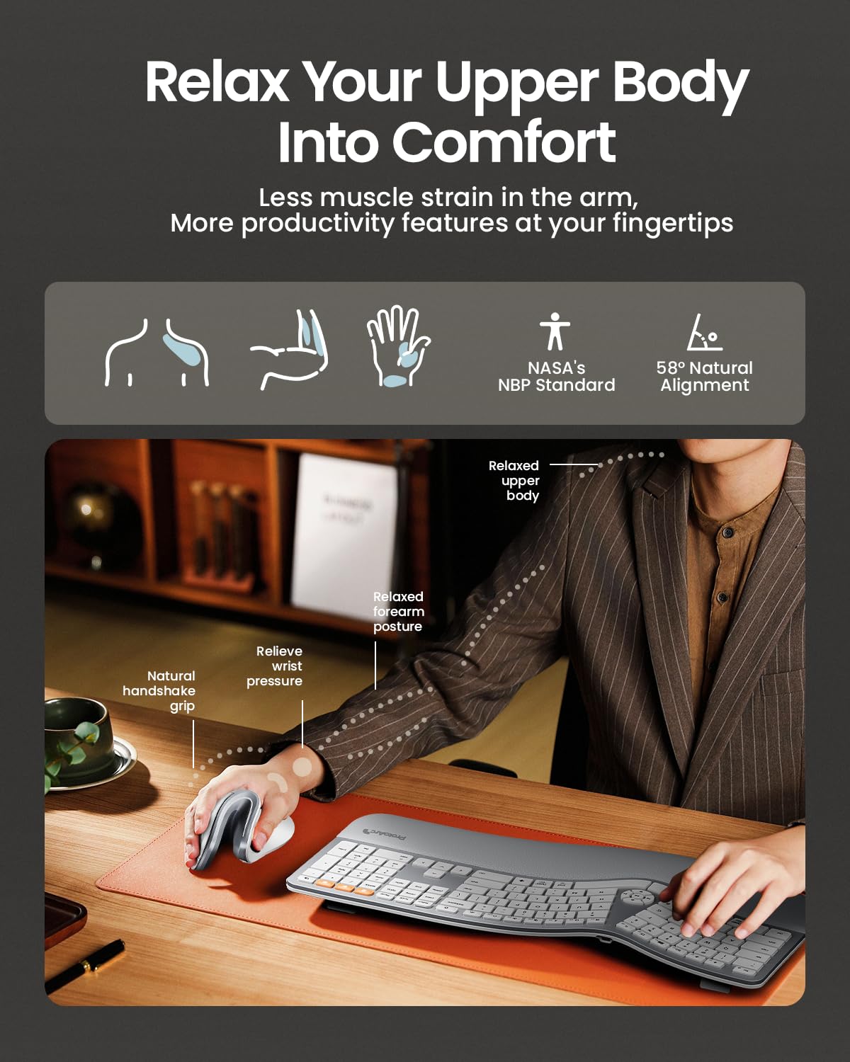 ProtoArc EM11 Ergonomic Wireless Mouse Pink