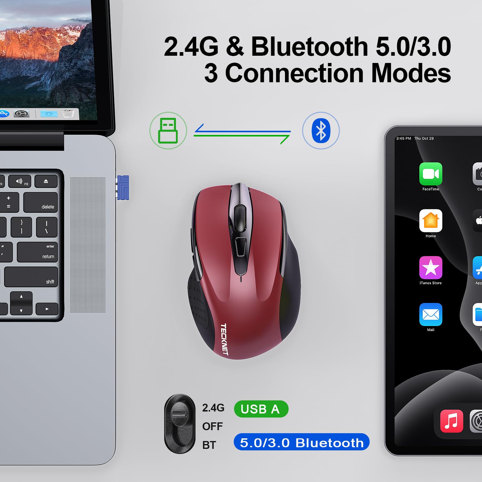 TECKNET Wireless Bluetooth Mouse Green