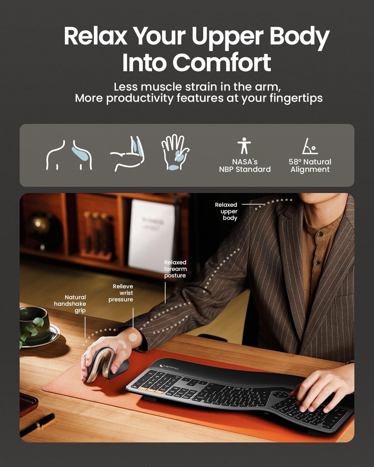 ProtoArc EM11 Ergonomic Wireless Mouse Pink