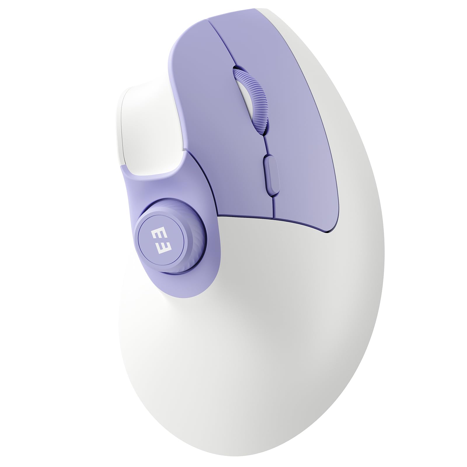 seenda Ergonomic Mouse Wireless, MOU-302 Bluetooth Vertical Mouse Rechargeable, Optical Mice with 1000/1600/2400 DPI, Volume Knob, 3 Multi-Device Connectivity for Computer/PC/Laptop/Mac, White Purple