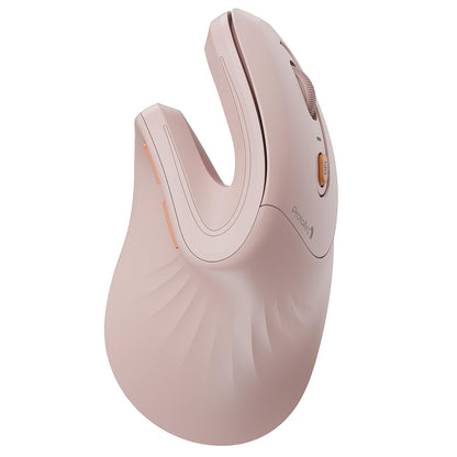 ProtoArc Ergonomic Mouse, EM11 NL Bluetooth Rechargeable Wireless Vertical Mouse, 3 Multi-Device Connectivity for Computer/PC/Laptop, 2.4GHz USB-A Optical Mice for Windows, Mac OS, Pink