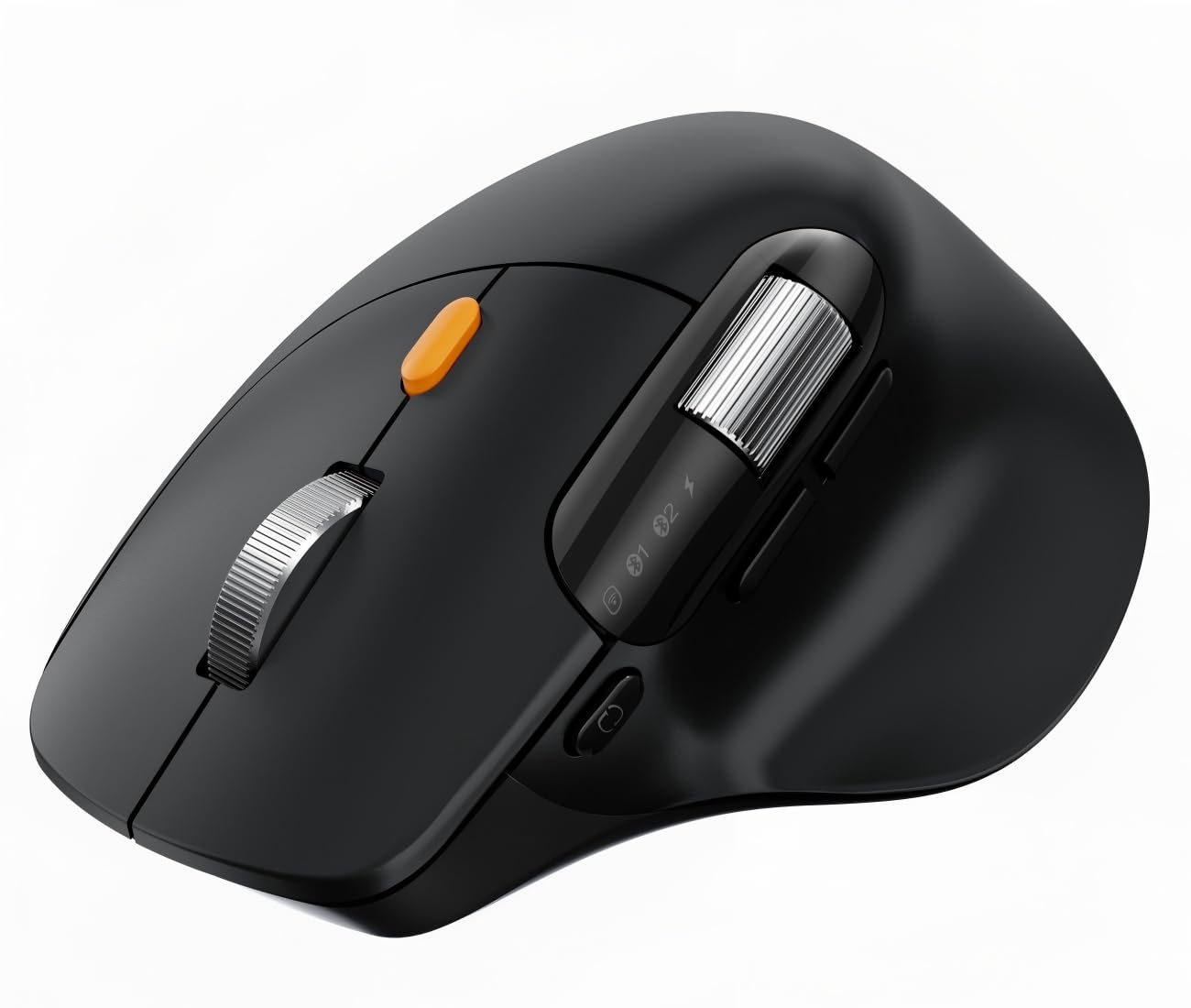 ProtoArc Ergonomic Bluetooth Mouse, EM25 USB Wireless Mouse, Fast Scrolling & Thumb Scroll Wheel, Buttons Customizations, 8000 DPI, Quite, Rechargeable, Compatible with Windows/Mac/Android, Black