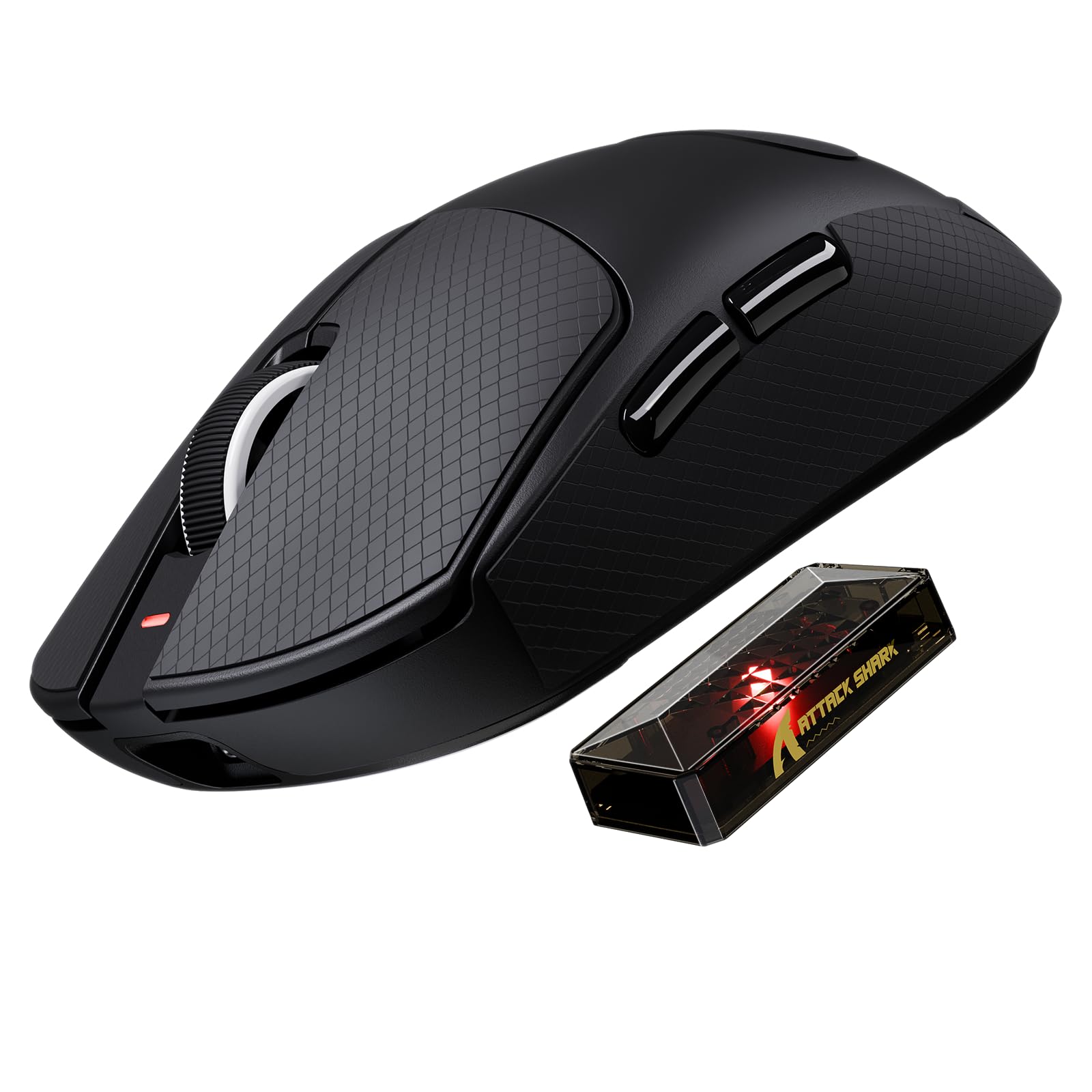 MAMBASNAKE x Attack SHRAK X8ULTRA Wireless Gaming Mouse with 42000 DPI,3950MAX Sensor,55g Lightweight Big Hand Ergonomic Mouse,8K Hz Polling Rate,Nordic52840,Tri-Mode 2.4Ghz/Type-C/BT(Black&Tape)