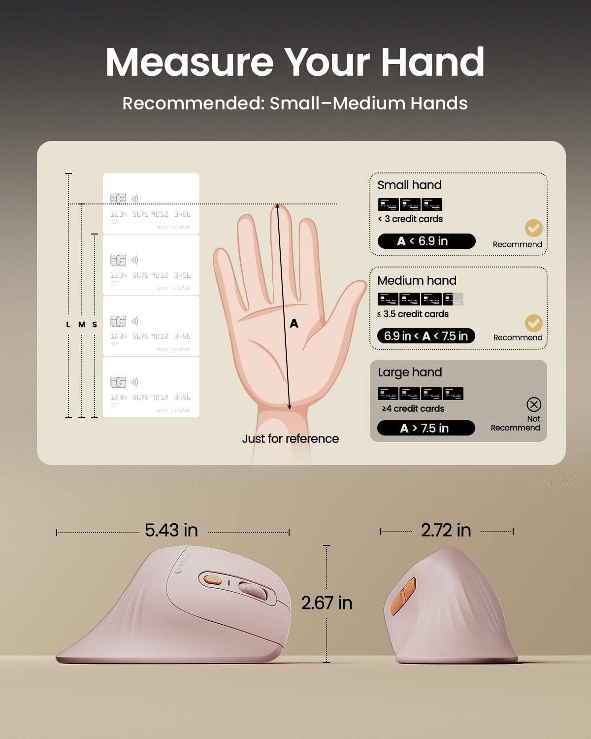 ProtoArc EM11 Ergonomic Wireless Mouse Pink