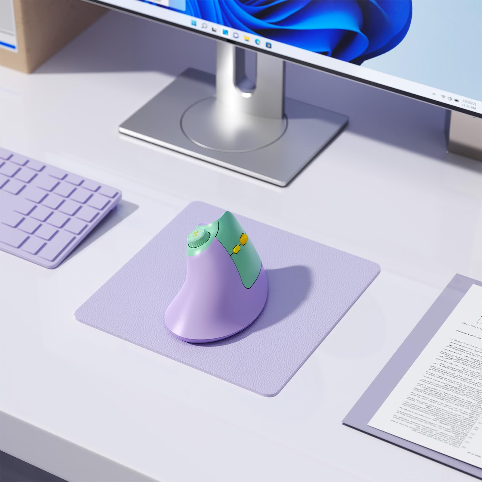 seenda MOU-302 Ergonomic Wireless Mouse White Purple