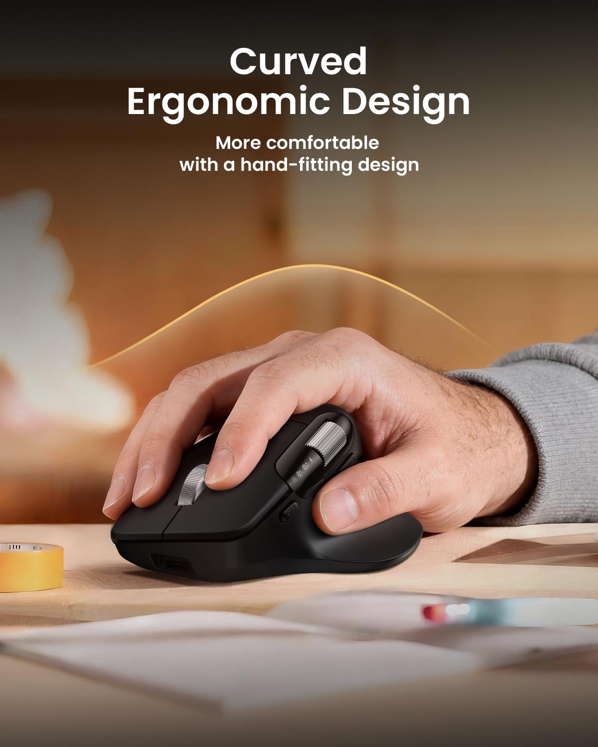 ProtoArc EM25 Ergonomic Wireless Mouse Black