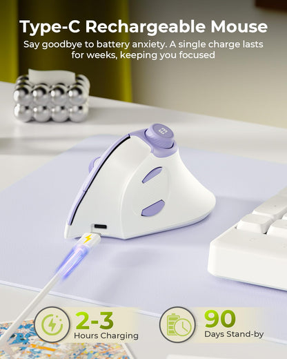 seenda MOU-302 Ergonomic Wireless Mouse White Purple