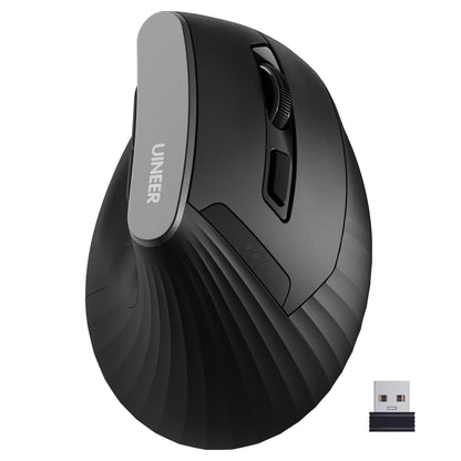 Uineer Vertical Mouse, 2.4GHz Ergonomic Wireless Mouse, 800/1200/1600/2400 Adjustable Dpi, 5 Buttons Ergonomic Mouse for Laptop, PC, Mac, Comfort and Reduced Wrist Strain (Black)