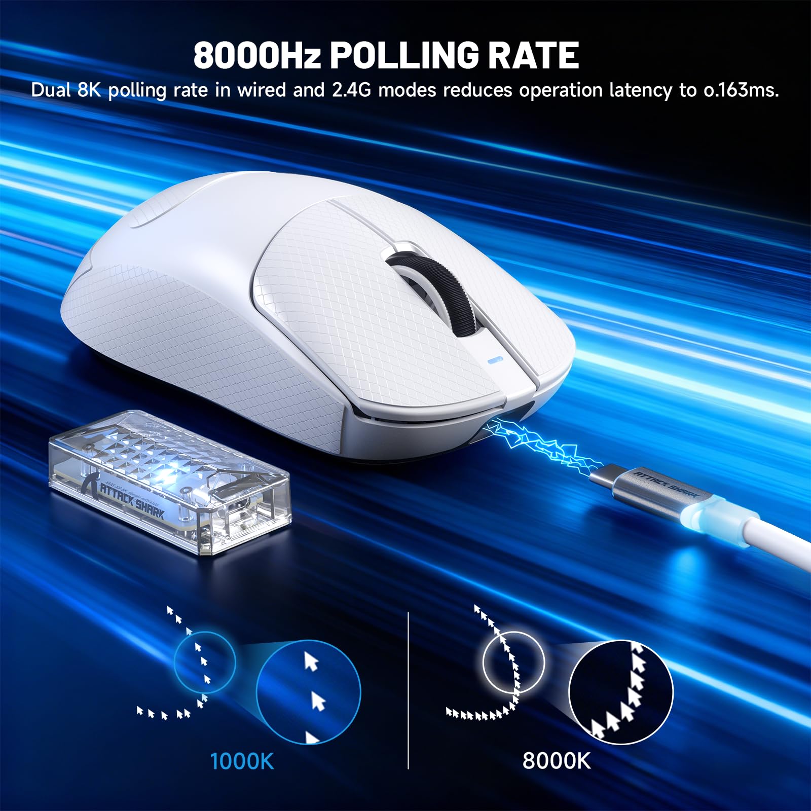 ATTACK SHARK X8 Wireless Gaming Mouse White