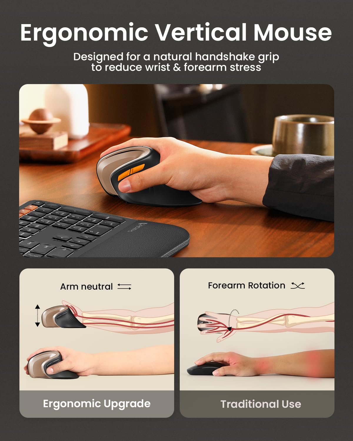 ProtoArc EM11 Ergonomic Wireless Mouse Pink