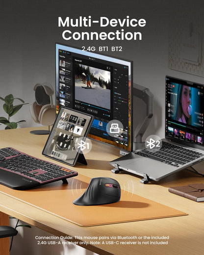 ProtoArc EM11 Ergonomic Wireless Mouse Pink