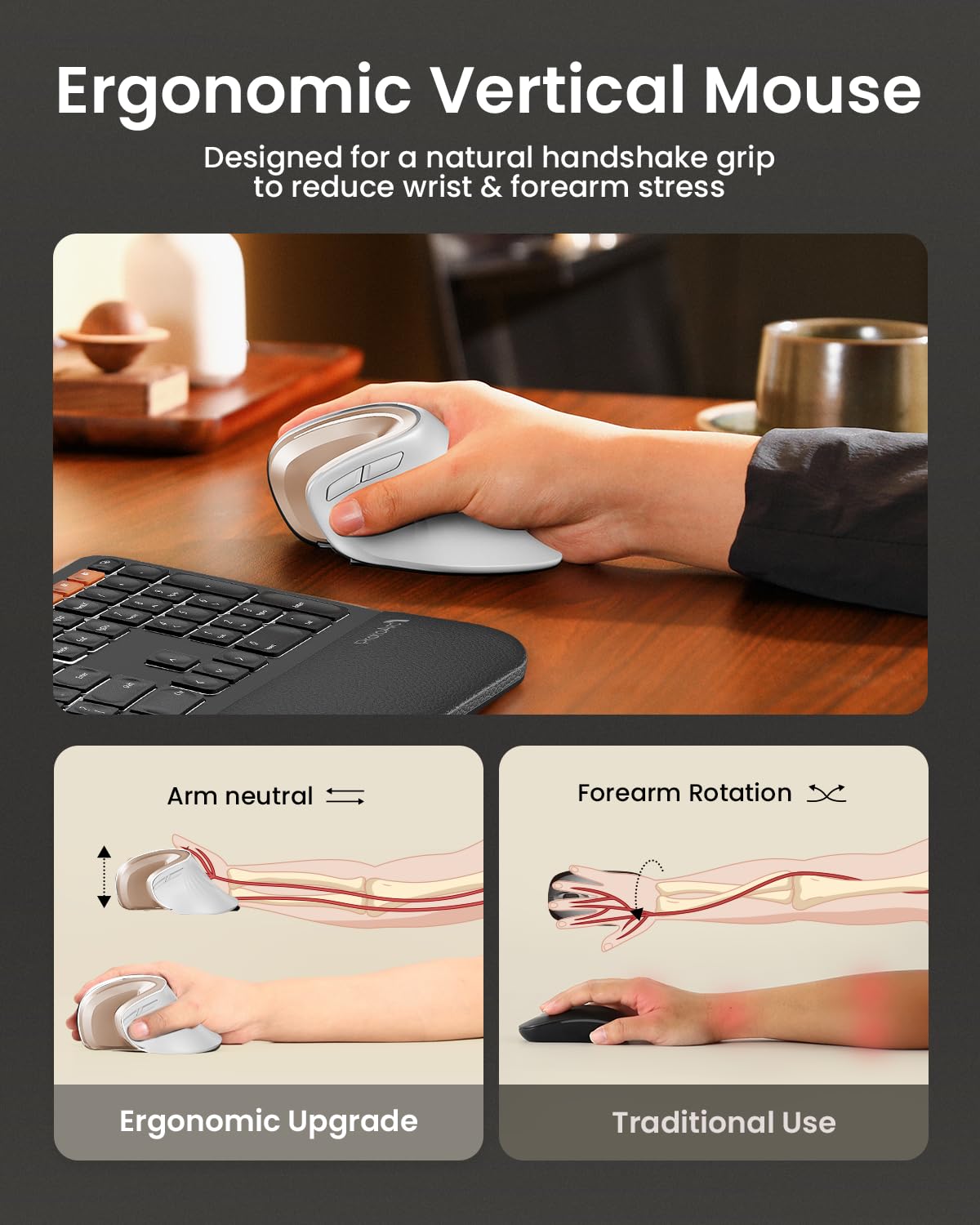 ProtoArc EM11 Ergonomic Wireless Mouse Pink