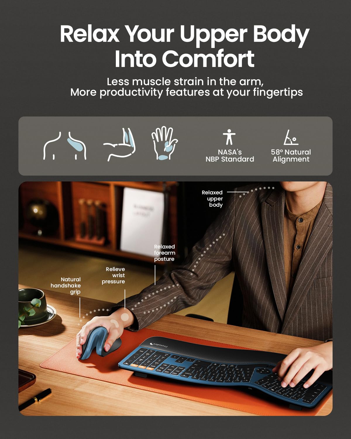 ProtoArc EM11 Ergonomic Wireless Mouse Pink