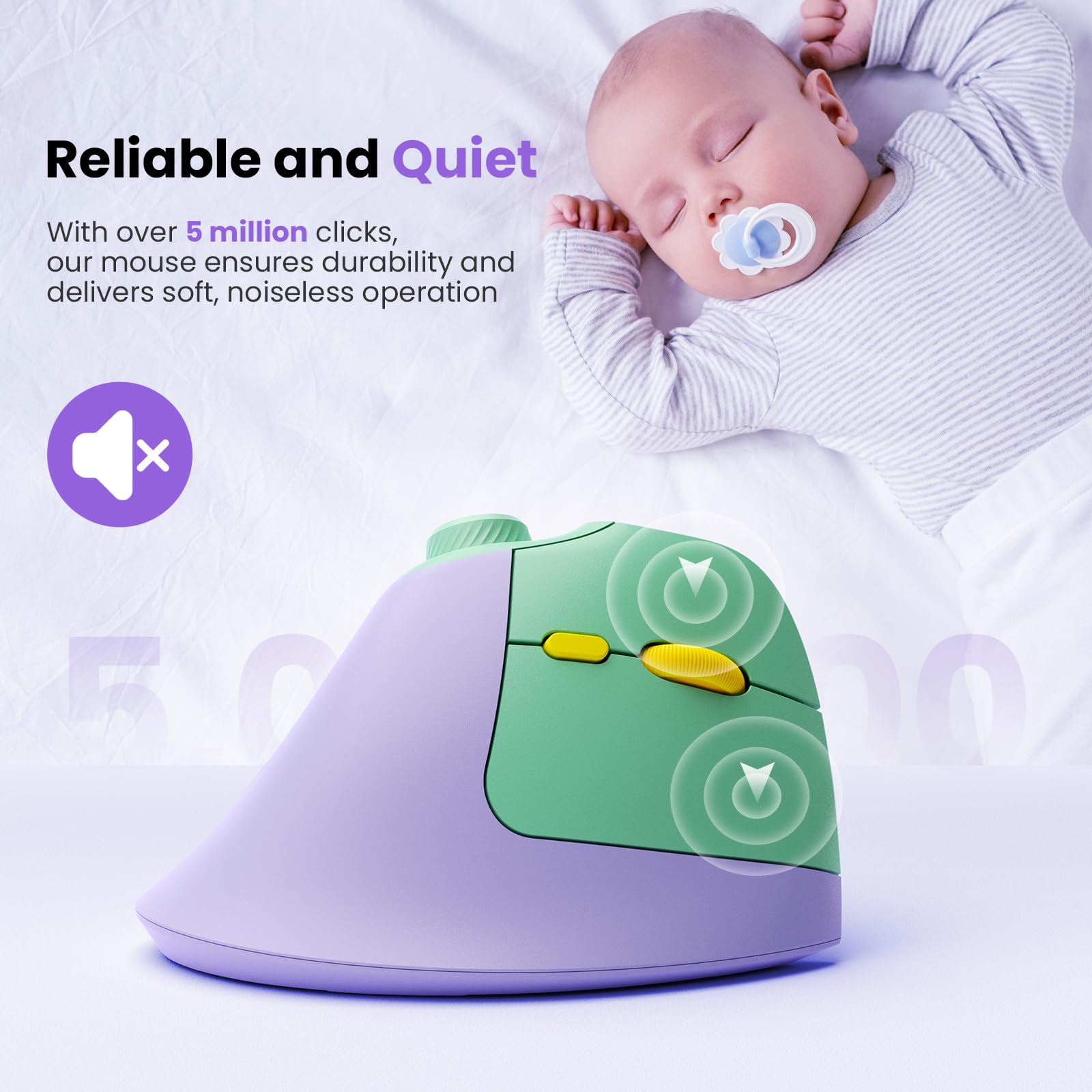 seenda MOU-302 Ergonomic Wireless Mouse White Purple