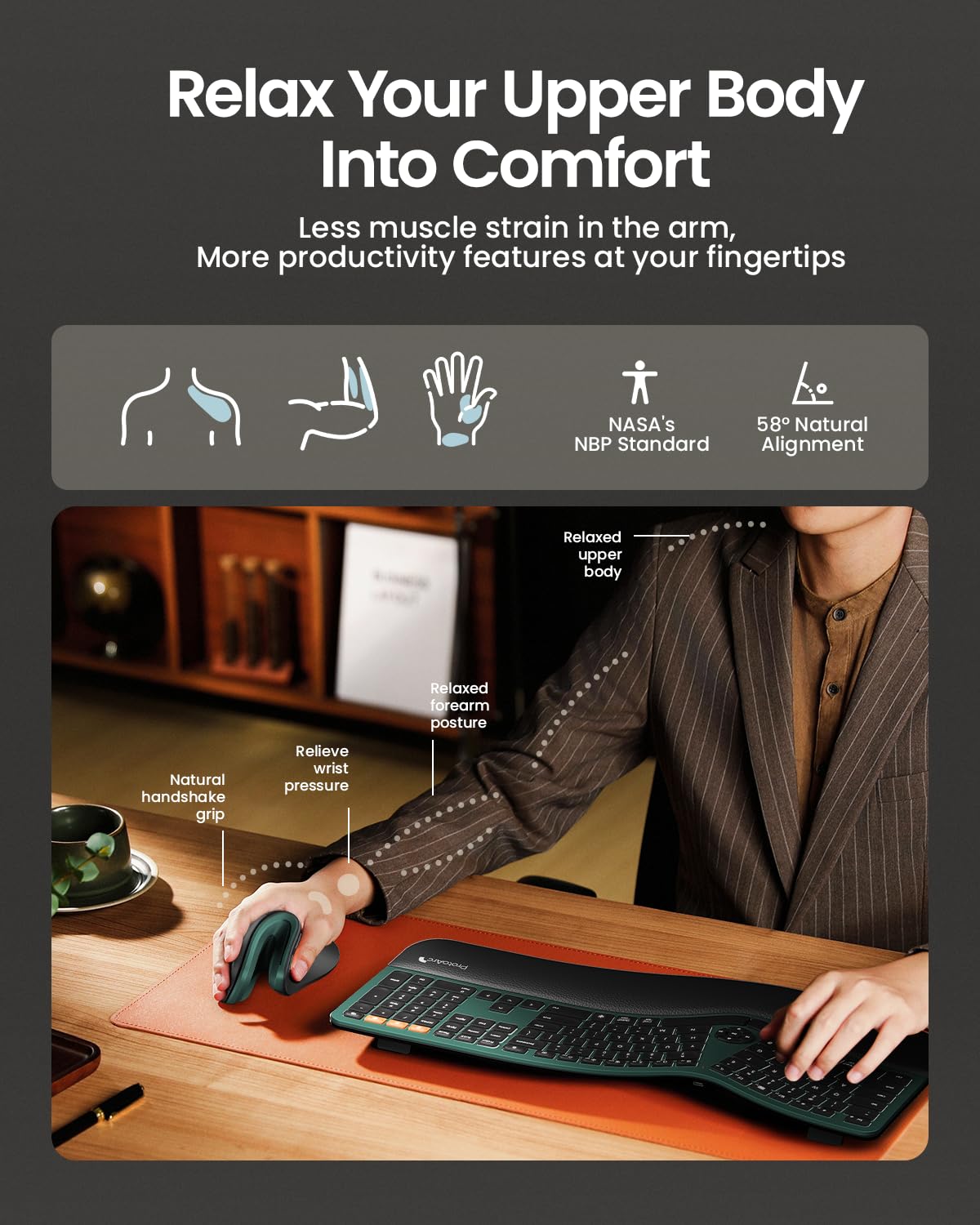 ProtoArc EM11 Ergonomic Wireless Mouse Pink