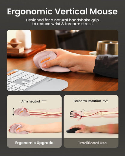 ProtoArc EM11 Ergonomic Wireless Mouse Pink