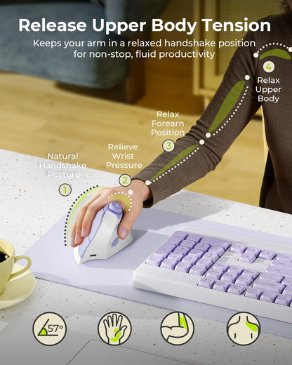 seenda MOU-302 Ergonomic Wireless Mouse White Purple