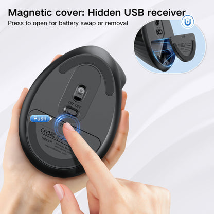 Uineer Vertical Wireless Mouse Black