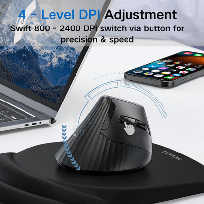 Uineer Vertical Wireless Mouse Black